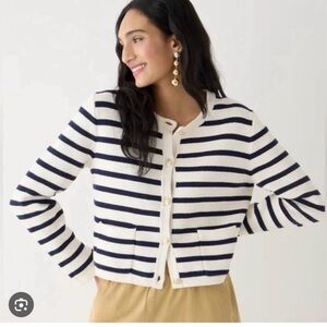 J. Crew Emilie Navy and Cream Striped Sweater